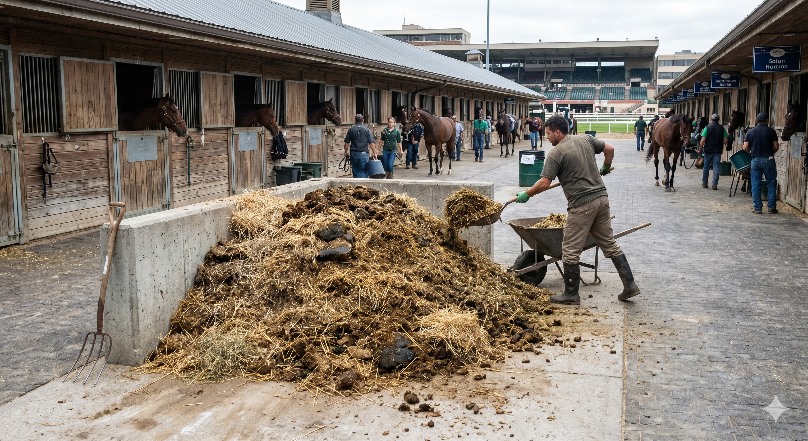 Horse racetrack barn